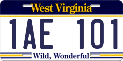 WV license plate 1AE101