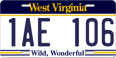 WV license plate 1AE106