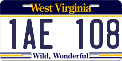 WV license plate 1AE108