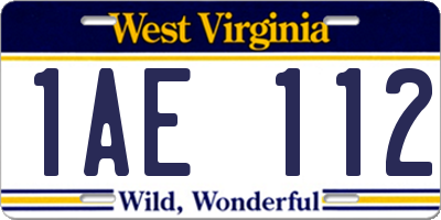 WV license plate 1AE112