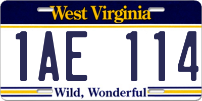 WV license plate 1AE114