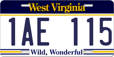 WV license plate 1AE115