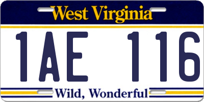 WV license plate 1AE116