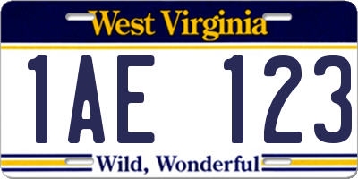 WV license plate 1AE123