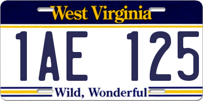 WV license plate 1AE125