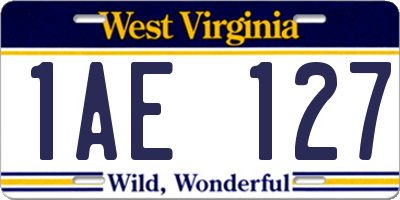 WV license plate 1AE127