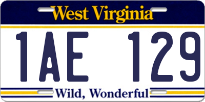 WV license plate 1AE129