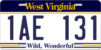 WV license plate 1AE131