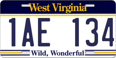 WV license plate 1AE134