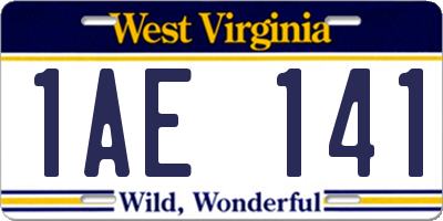 WV license plate 1AE141