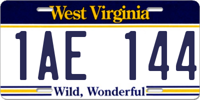 WV license plate 1AE144