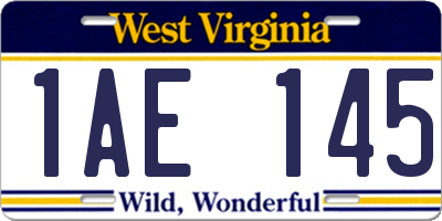 WV license plate 1AE145