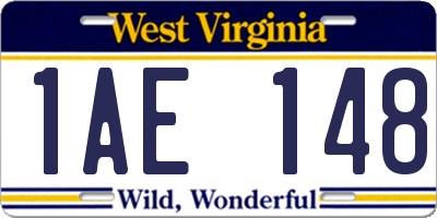 WV license plate 1AE148
