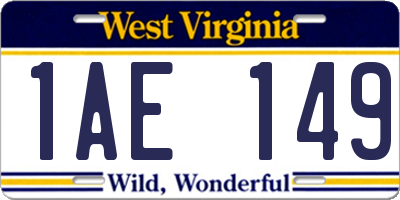 WV license plate 1AE149