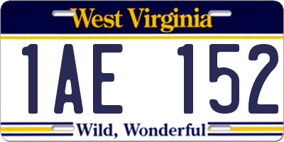 WV license plate 1AE152