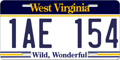 WV license plate 1AE154