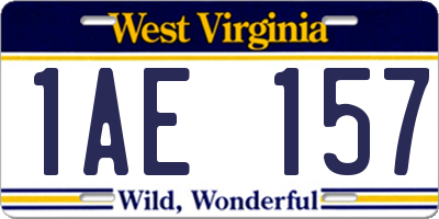 WV license plate 1AE157