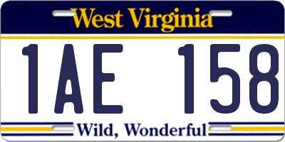 WV license plate 1AE158