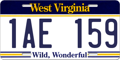 WV license plate 1AE159