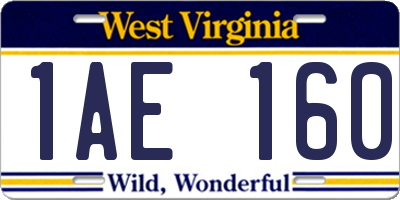 WV license plate 1AE160