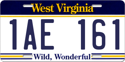 WV license plate 1AE161