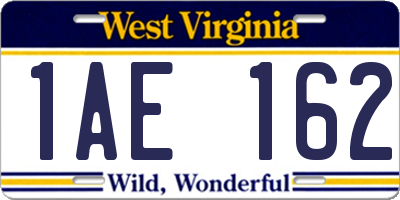 WV license plate 1AE162