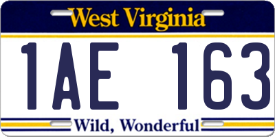 WV license plate 1AE163