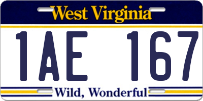 WV license plate 1AE167