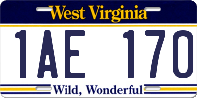 WV license plate 1AE170