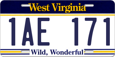 WV license plate 1AE171