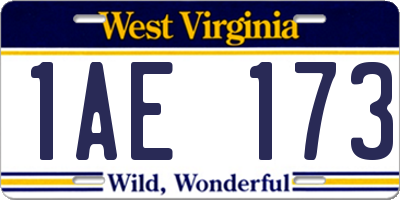 WV license plate 1AE173