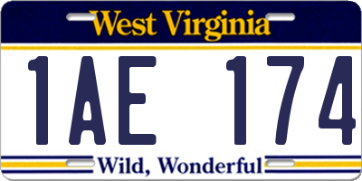 WV license plate 1AE174