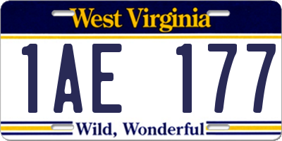 WV license plate 1AE177