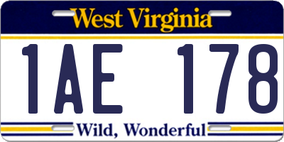 WV license plate 1AE178