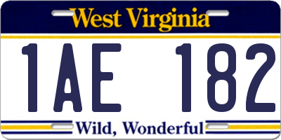 WV license plate 1AE182