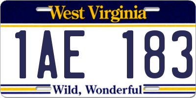 WV license plate 1AE183