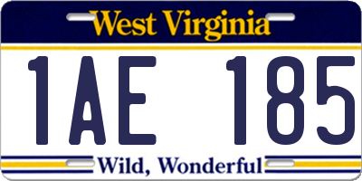 WV license plate 1AE185