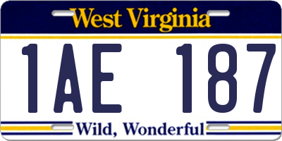 WV license plate 1AE187