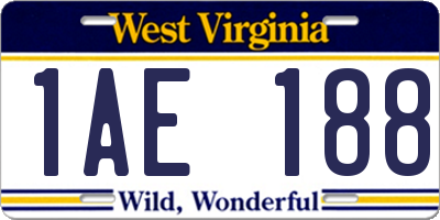 WV license plate 1AE188