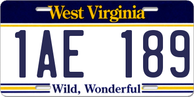 WV license plate 1AE189