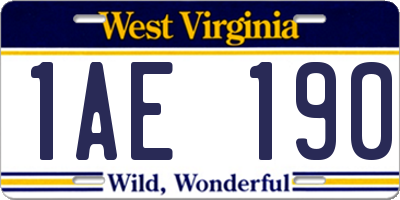 WV license plate 1AE190