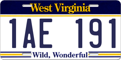 WV license plate 1AE191
