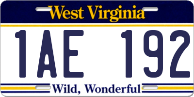 WV license plate 1AE192