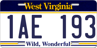 WV license plate 1AE193