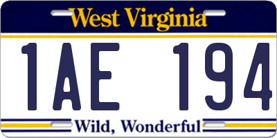 WV license plate 1AE194