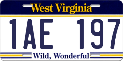 WV license plate 1AE197