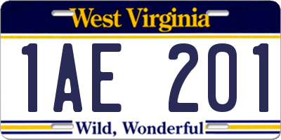 WV license plate 1AE201