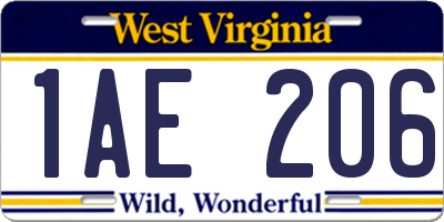 WV license plate 1AE206