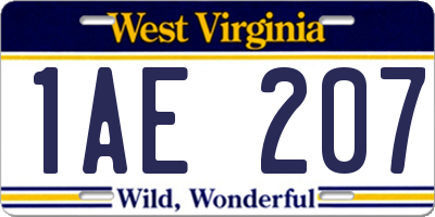 WV license plate 1AE207