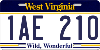 WV license plate 1AE210